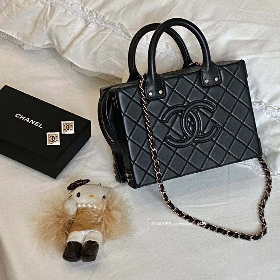 #全網最低💰 #芯片款 #近新全配 香奈兒22B大logo盒子包vanity case-20
