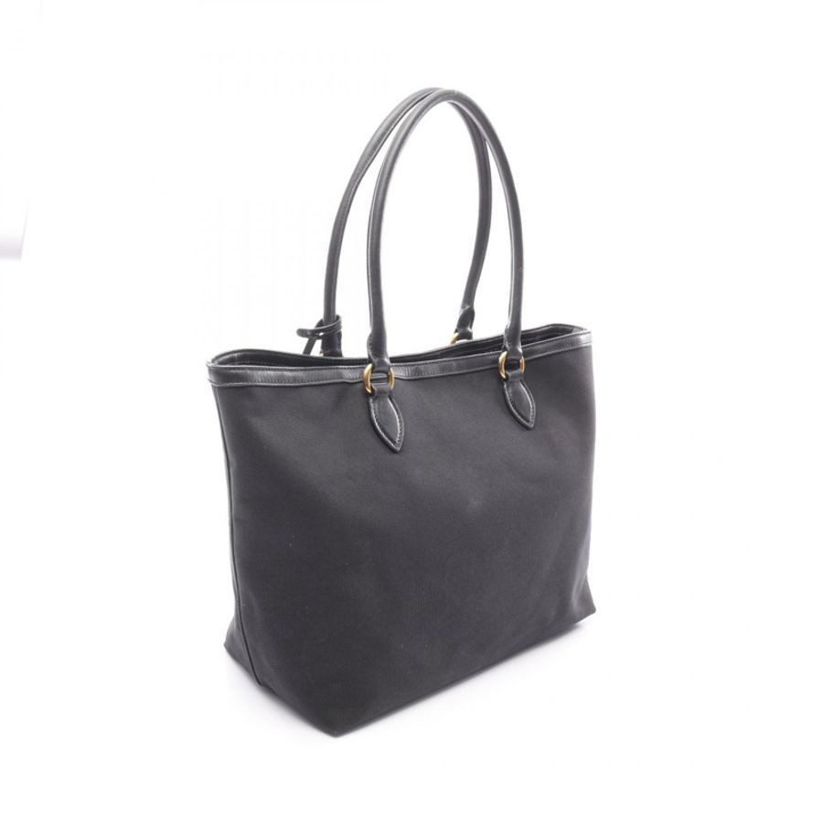 PRADA LOGO JACQUARD 單肩手提包 1BG158 帆布皮革黑色二手女款-1