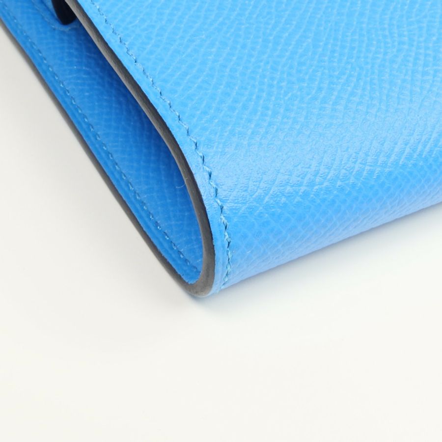 HERMES Epsom皮革Kelly To Go銀扣肩背袋Bleu Frida/Rouge Sellier-7