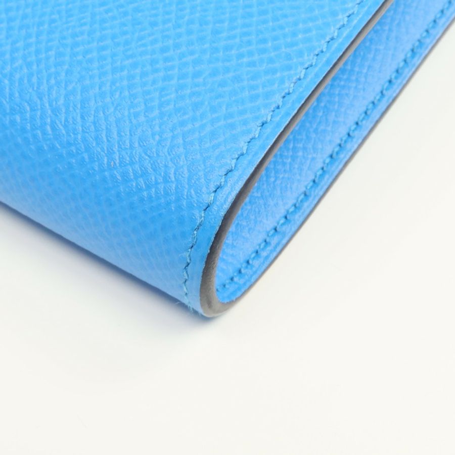 HERMES Epsom皮革Kelly To Go銀扣肩背袋Bleu Frida/Rouge Sellier-8