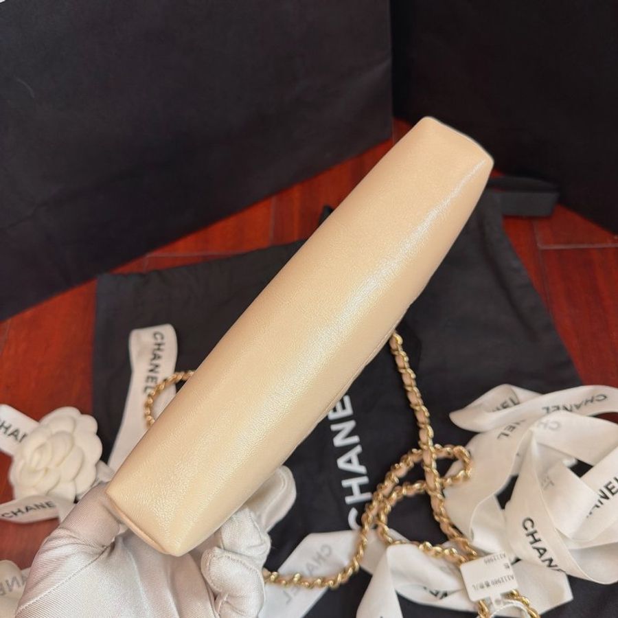 近新品 香奈兒/Chanel 米色菱格金扣羊皮31bag Nano鏈條包-4