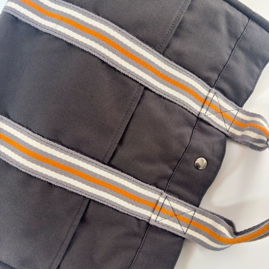 ✔️ 絕版品Hermès 東京銀座限定 Fourre Tout 橘x白x灰條紋手提包/帆布包-8