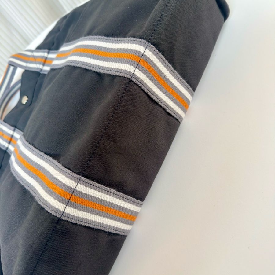 ✔️ 絕版品Hermès 東京銀座限定 Fourre Tout 橘x白x灰條紋手提包/帆布包-13