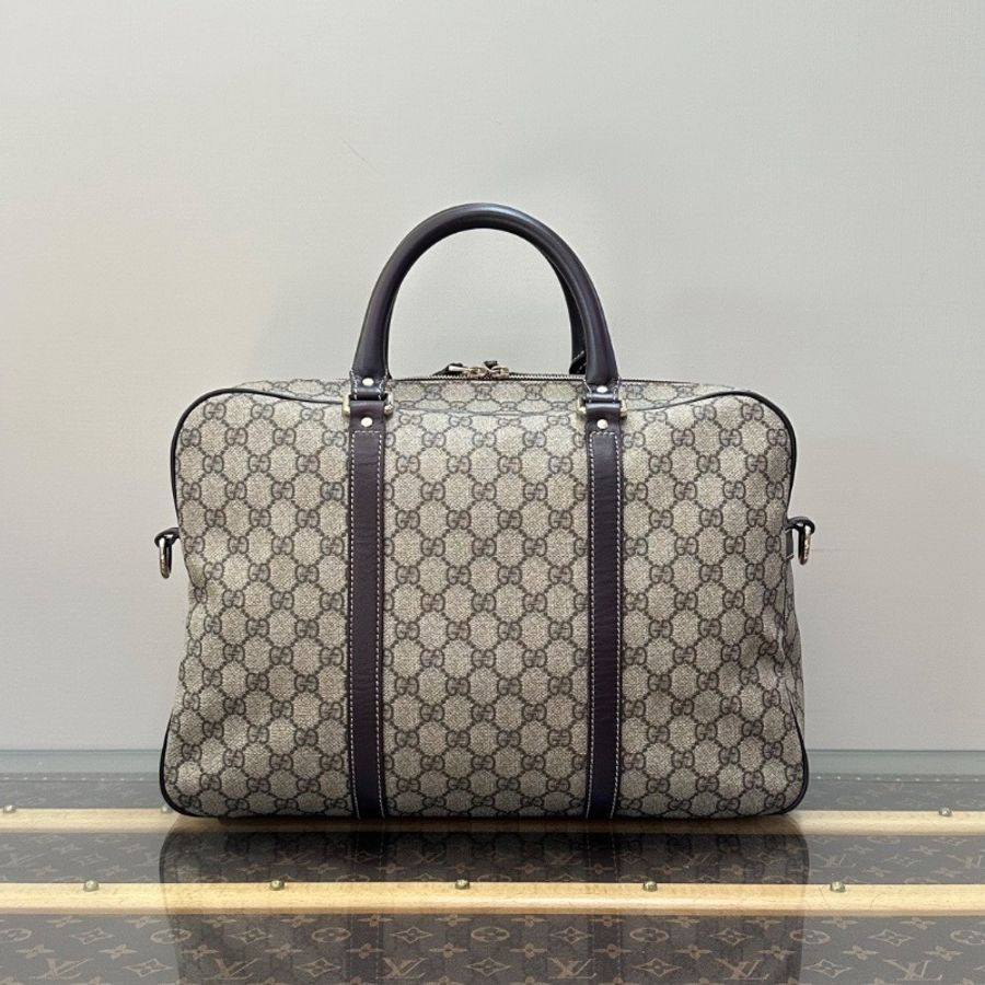 GUCCI 老花大號手提斜背公事包40*26*15 98新配件購證塵袋鎖鑰匙-6