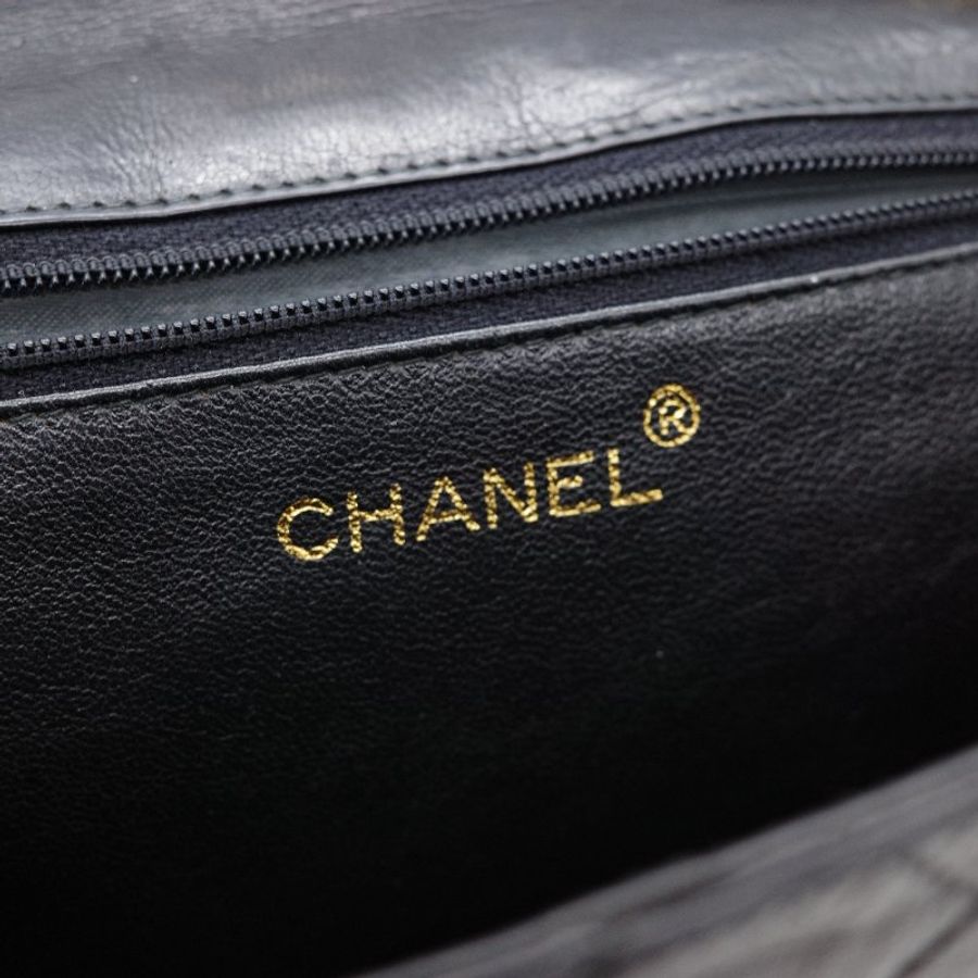 Chanel香奈兒 菱格紋 黑色 羊皮 流蘇鍊條肩背包-14