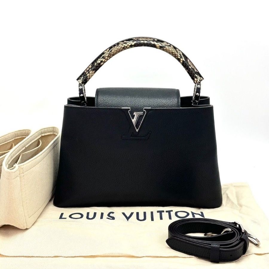 LV Capucines中號黑銀蛇皮手柄手提肩背包31*19.5*11 9新配件塵袋-1