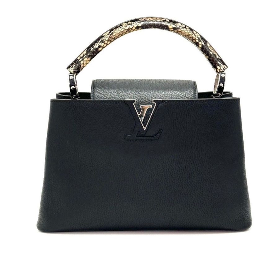LV Capucines中號黑銀蛇皮手柄手提肩背包31*19.5*11 9新配件塵袋-3