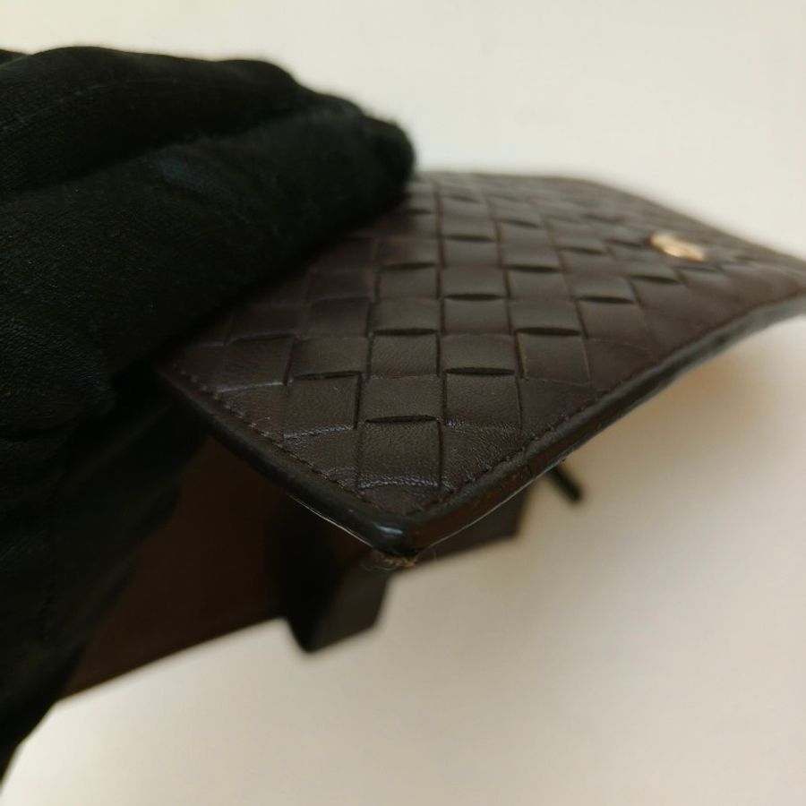 ㊣✨ Bottega Veneta ✨寶緹嘉(附盒子) BV 咖啡色 羊皮 經典 編織 釘釦 長夾 皮夾 錢包/二手皮夾/二手精品/保證正品🌳二手樹屋🌳-10