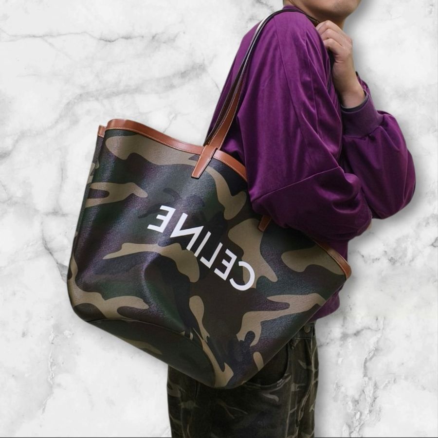 【8成新】㊣✨CELINE✨(附防塵袋)印字 迷彩 大款 緹花 水桶包 媽媽包 購物包 托特包/二手包/保證正品🌳二手樹屋🌳-51