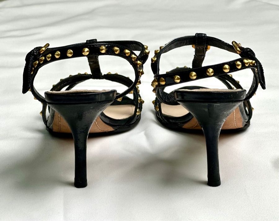 Prada 黑色時髦小貓跟涼鞋 38號-4