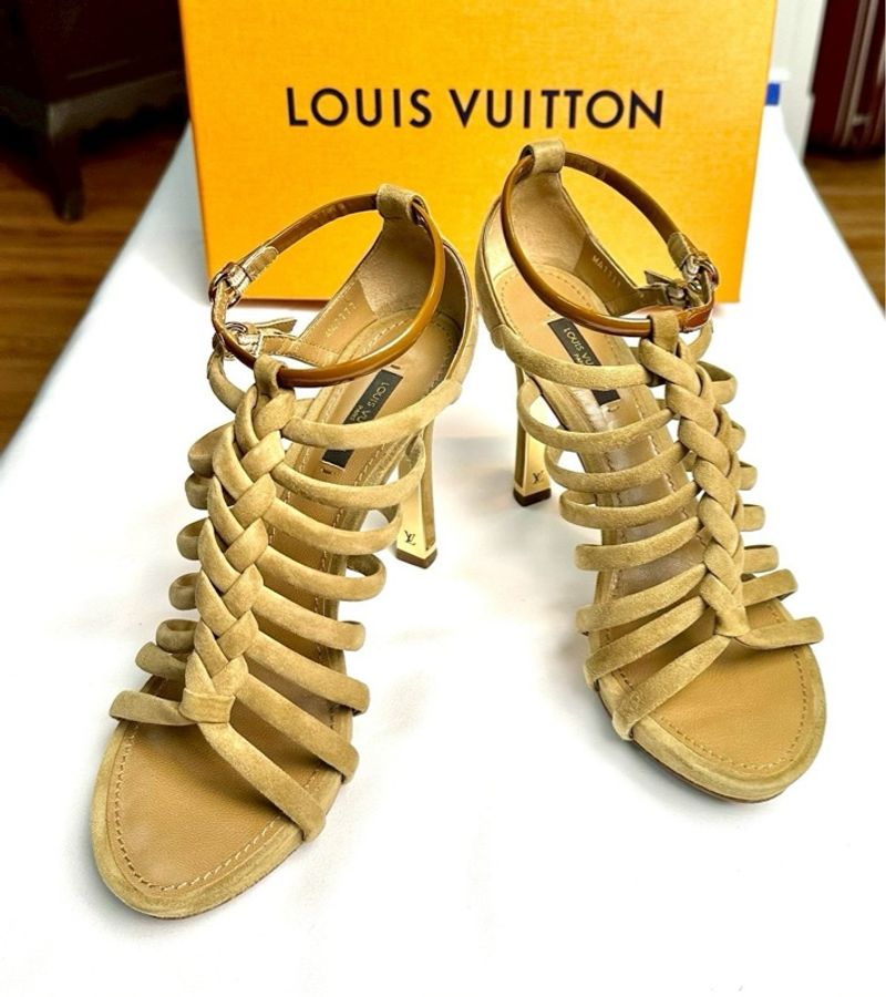 Louis Vuitton 超美麂皮編織涼鞋 38號-1