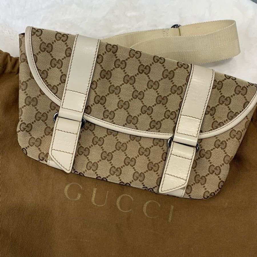 Gucci老花圖案帆布胸或腰包-0