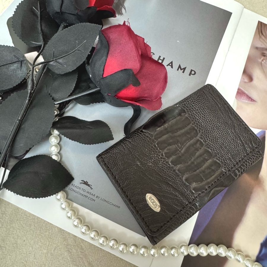 TODS 黑色鱷魚皮卡包 vintage 二手 中古-2