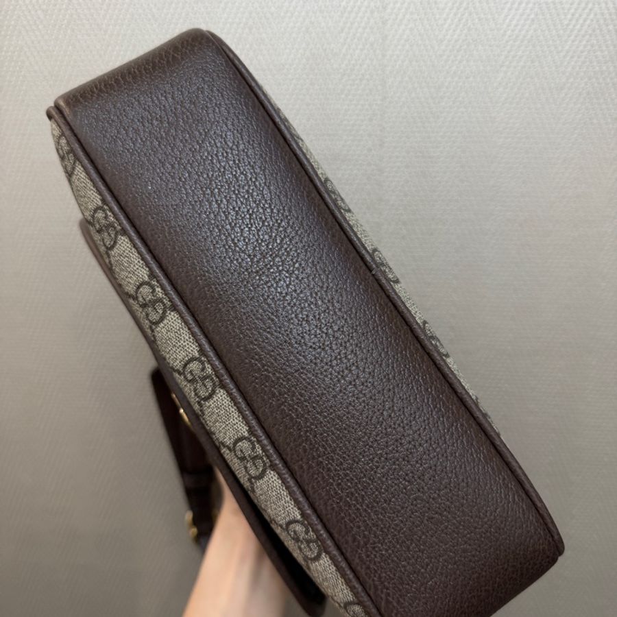 Gucci PVC咖牛皮Ophidia GG斜背包-7