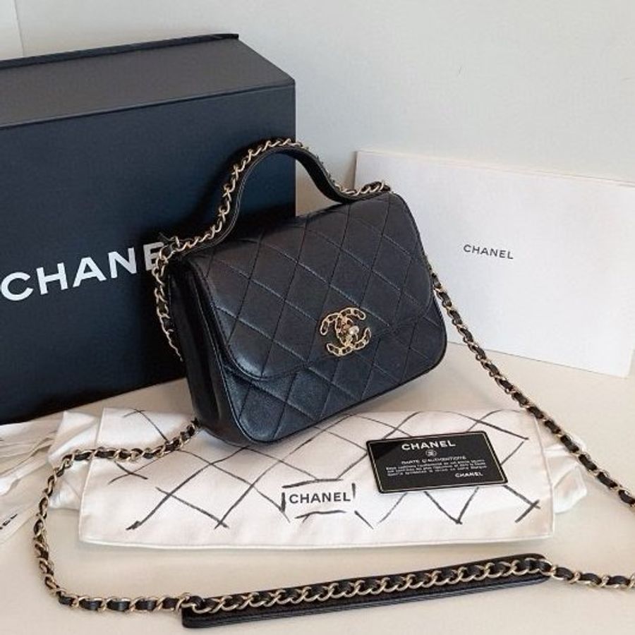 近新品 香奈兒/Chanel 黑金19bag繫列郵差包-2