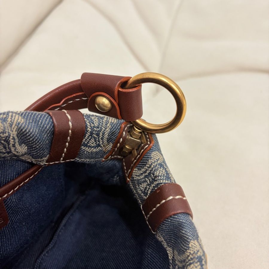 Celine 中古凱旋門馬蹄搭牛仔腋下包 Denim Shoulder Bag-19