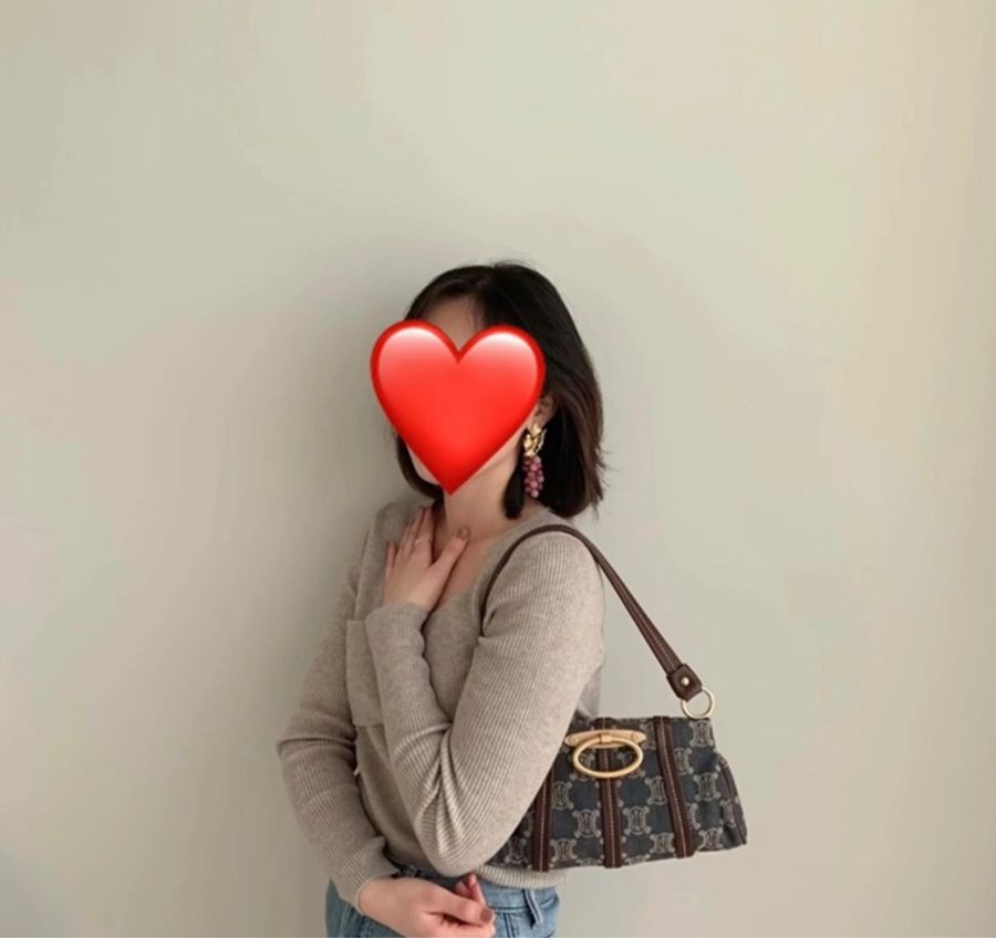 Celine 中古凱旋門馬蹄搭牛仔腋下包 Denim Shoulder Bag-21