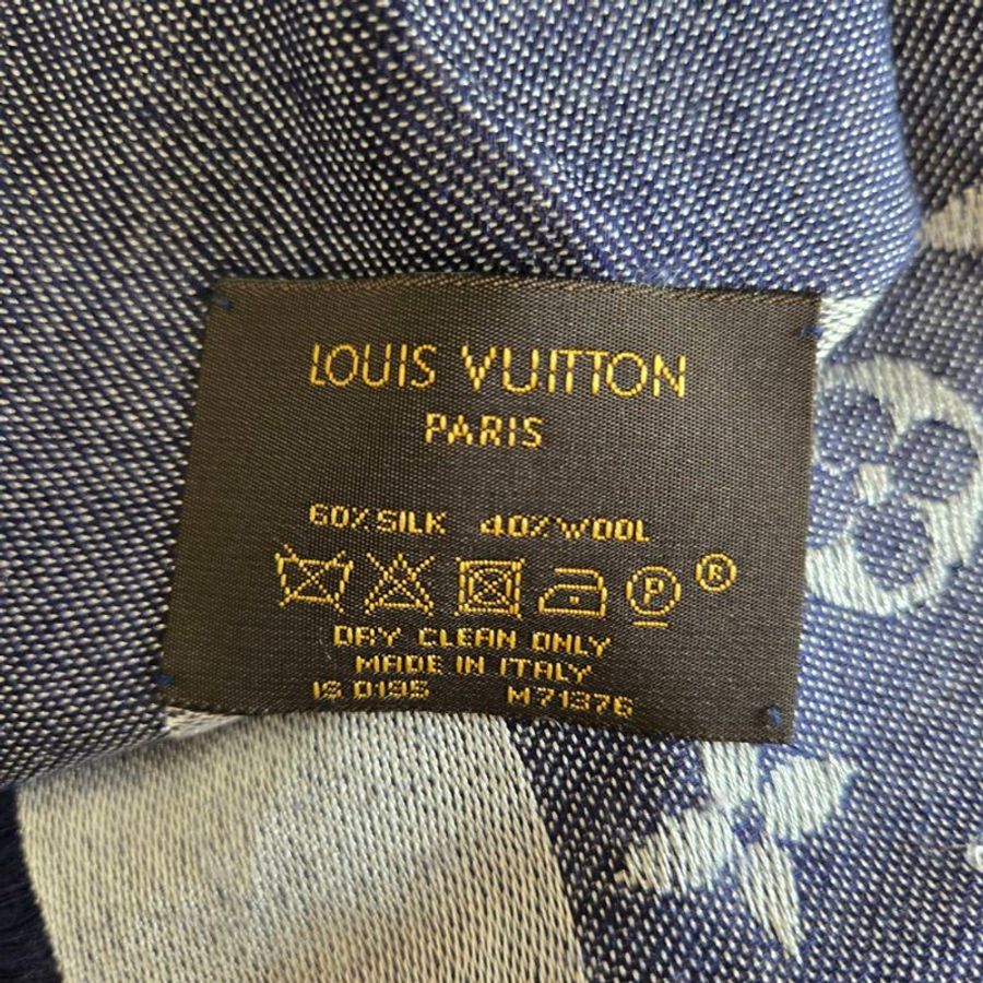 LV M71376 Monogram Denim 披肩/滿版老花/羊毛絲綢披肩/圍巾~二手-28