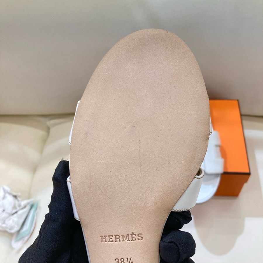 MS0551 Hermes 愛馬仕 H字 高跟涼鞋 光滑牛皮 白色 Oasis Sandal Swfit Blanc 38.5 Size-22