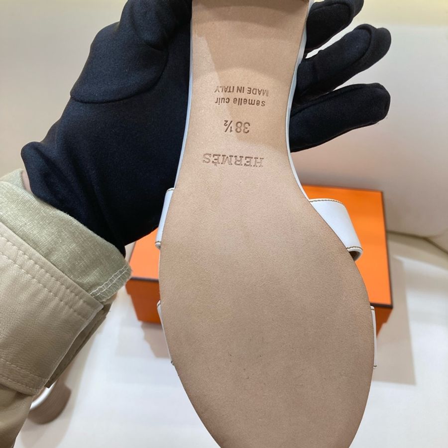 MS0551 Hermes 愛馬仕 H字 高跟涼鞋 光滑牛皮 白色 Oasis Sandal Swfit Blanc 38.5 Size-35