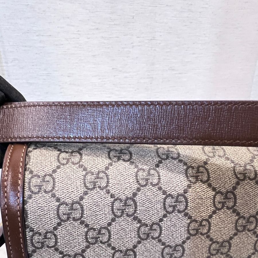 Gucci Pvc 咖牛皮金釦1955馬銜下蓋肩斜背包-20