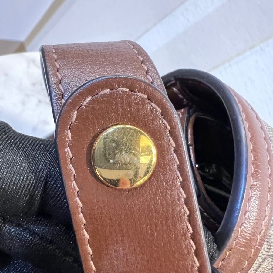 Gucci Pvc 咖牛皮金釦1955馬銜下蓋肩斜背包-25