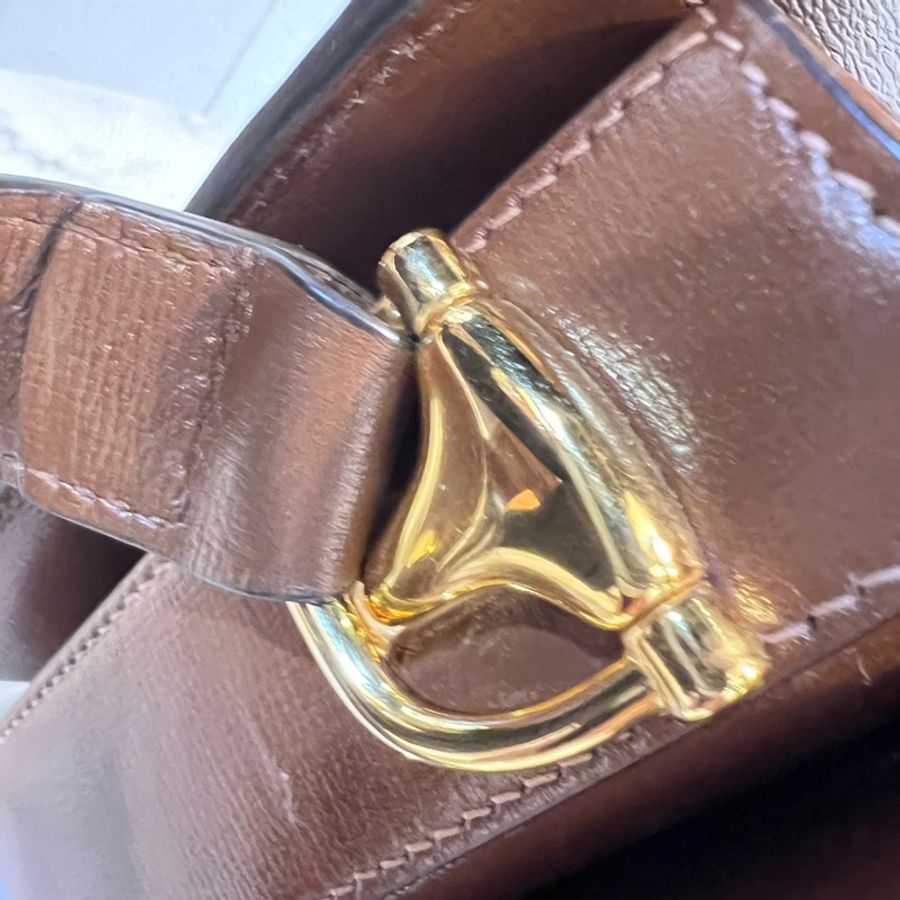 Gucci Pvc 咖牛皮金釦1955馬銜下蓋肩斜背包-26