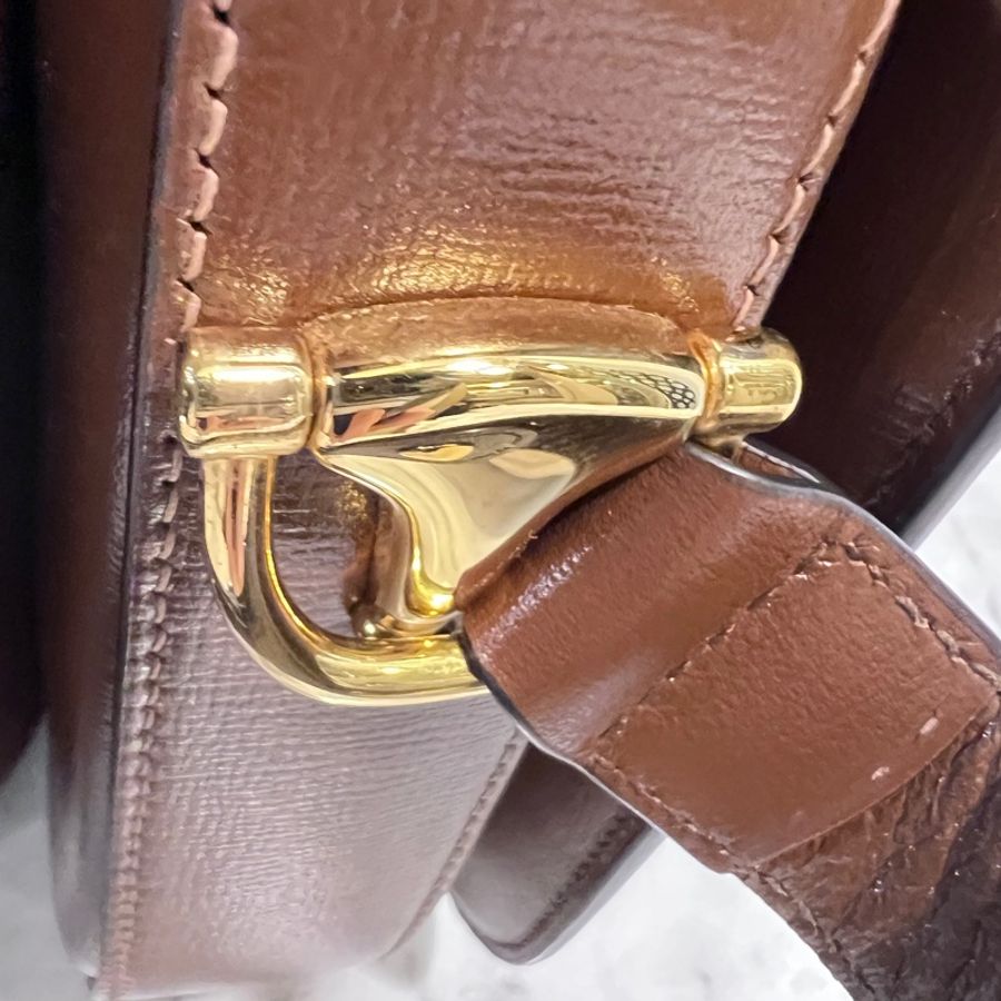 Gucci Pvc 咖牛皮金釦1955馬銜下蓋肩斜背包-27