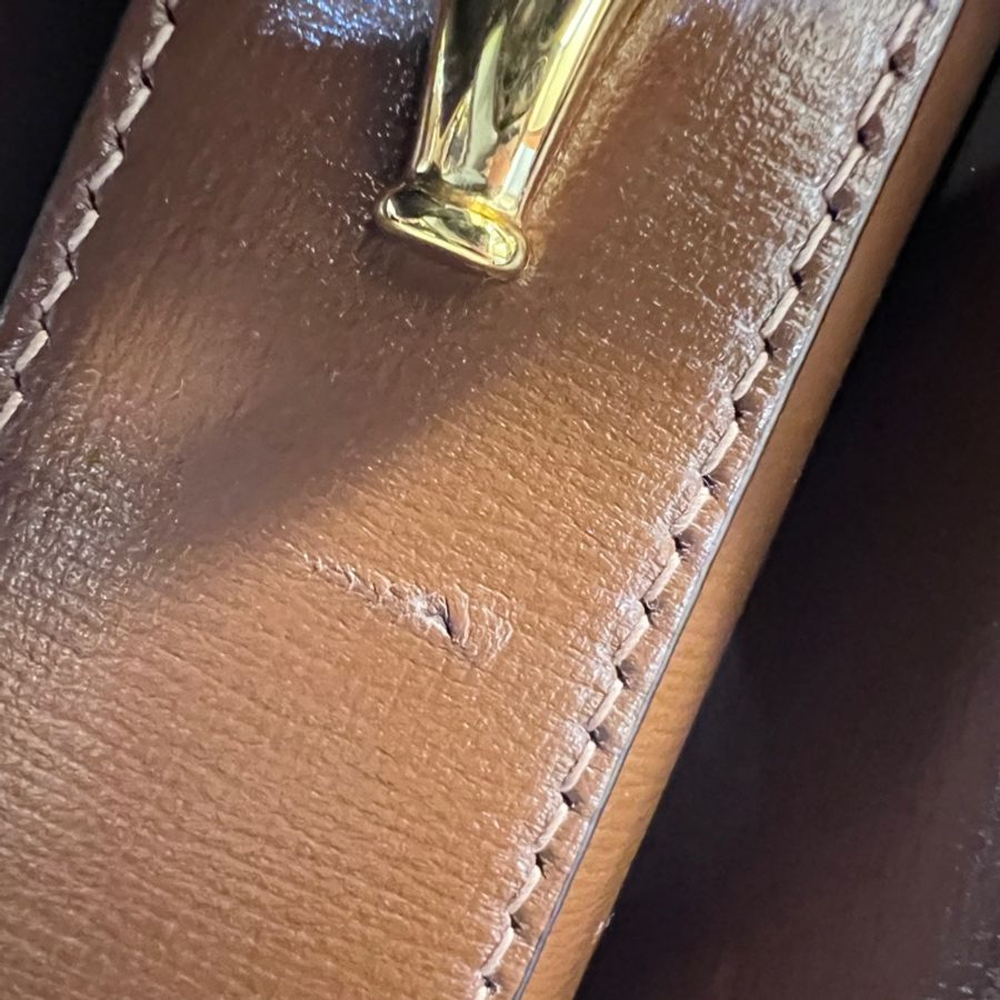Gucci Pvc 咖牛皮金釦1955馬銜下蓋肩斜背包-29