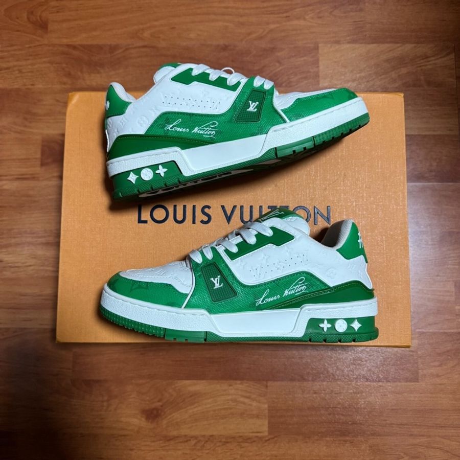 Lv Trainer白綠 路易威登低幫時尚板鞋 男女同款 36.5碼-0