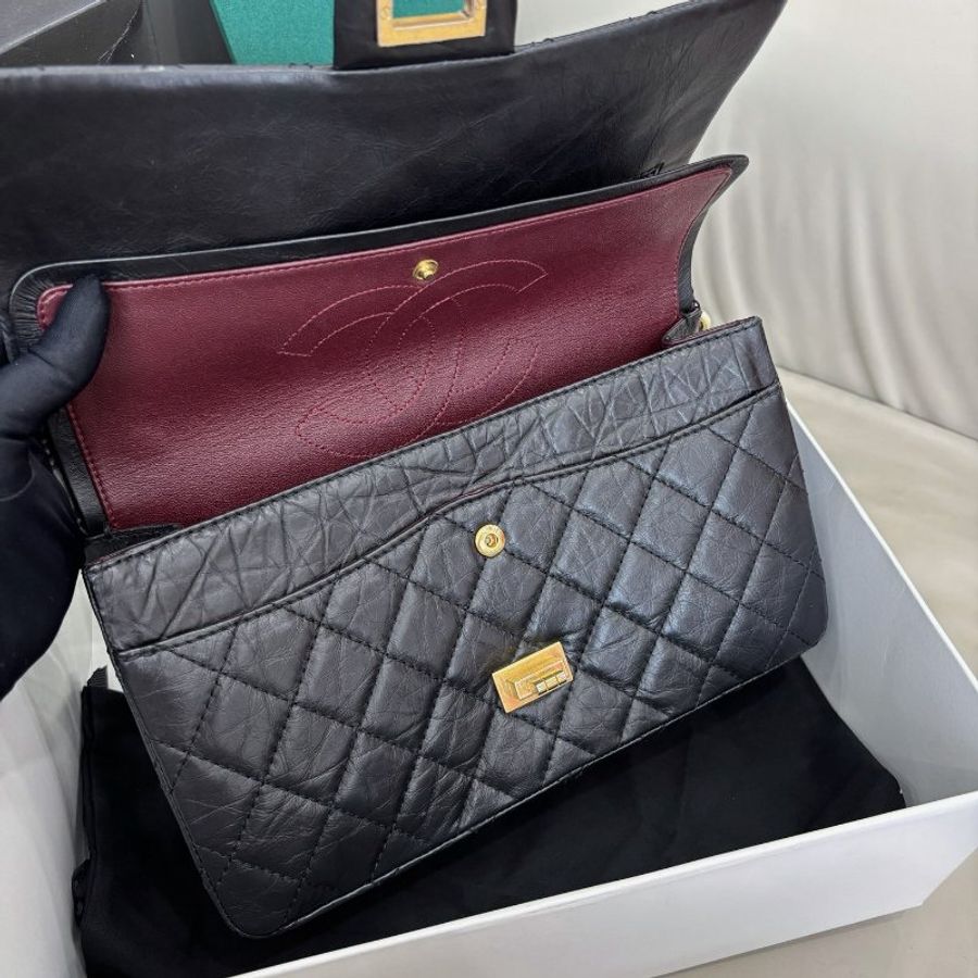 香奈兒/Chanel 黑金2.55中號鏈條肩背包-7