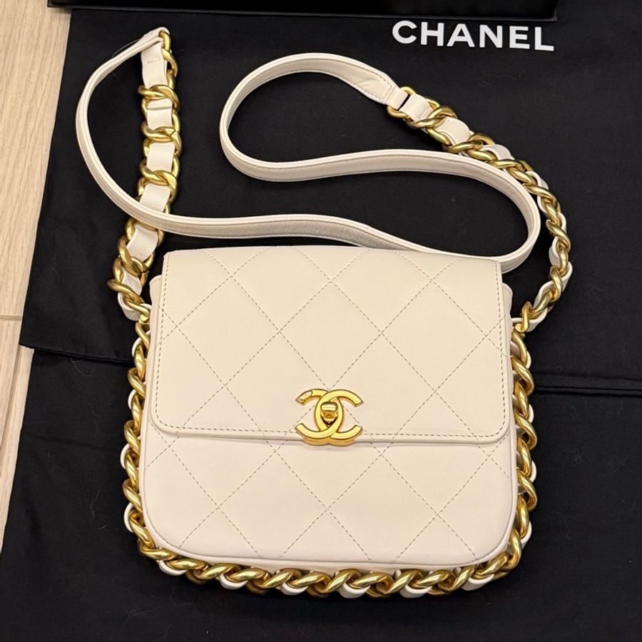 Chanel  /全新 全配 /牛皮復古仿舊粗鍊包-6