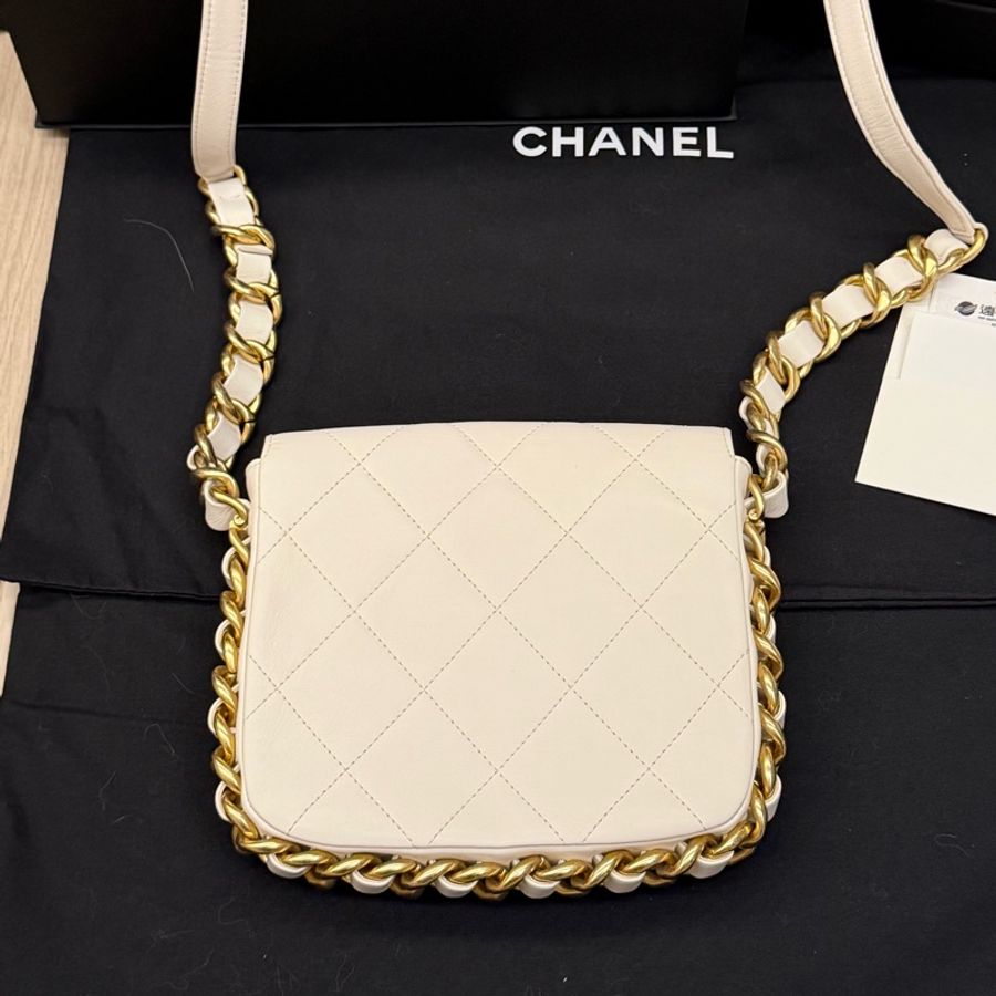 Chanel  /全新 全配 /牛皮復古仿舊粗鍊包-8
