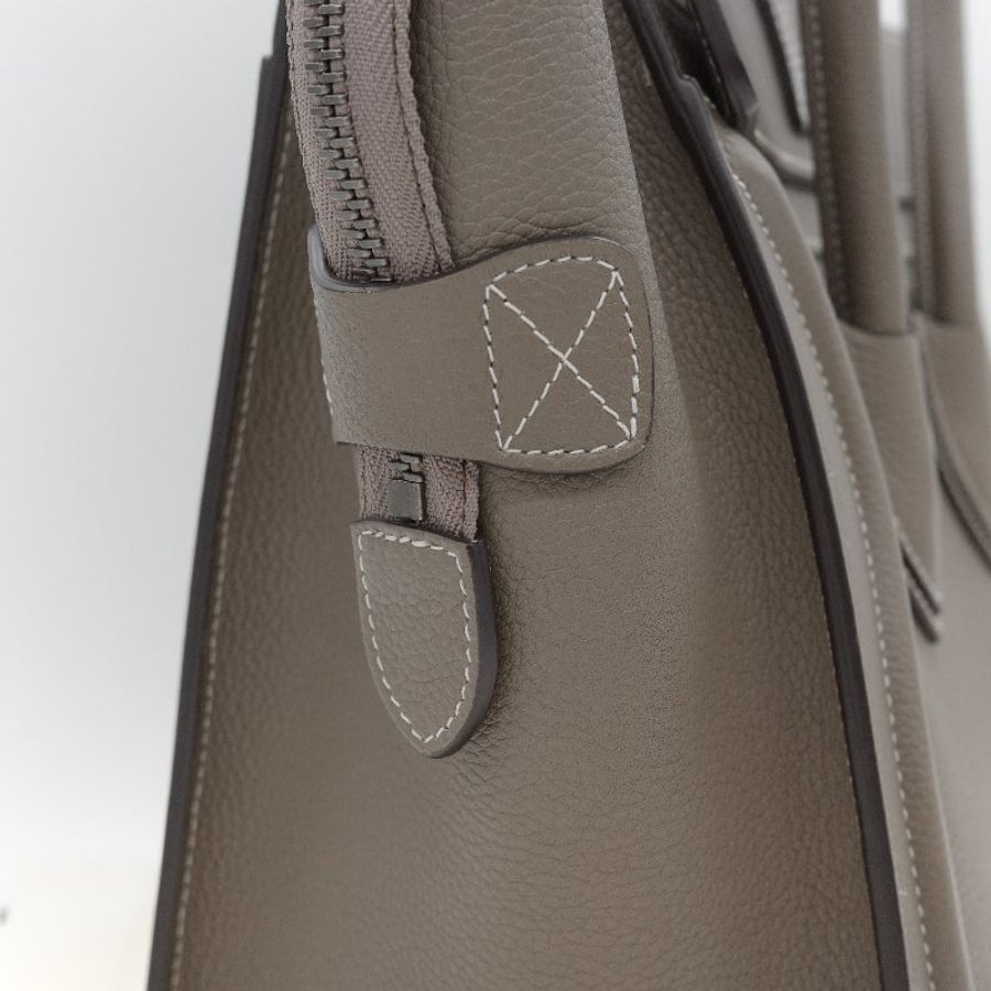 Celine 思琳 Micro Luggage 囧臉包 暖灰色 粒面小牛皮 手提包 斜背包 肩背包-5
