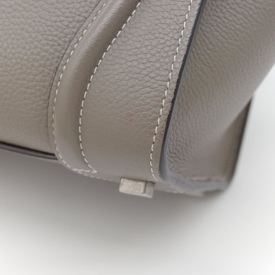 Celine 思琳 Micro Luggage 囧臉包 暖灰色 粒面小牛皮 手提包 斜背包 肩背包-7