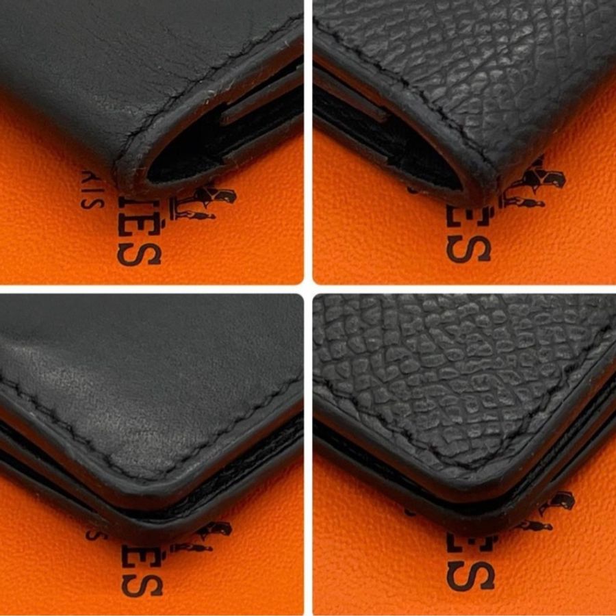Hermès 愛馬仕曼哈頓雙折長黑色皮夾-7