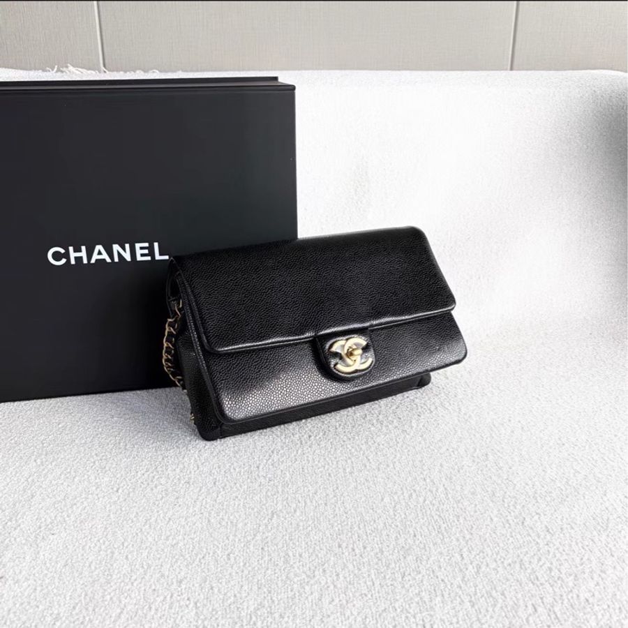 氣質優雅款💰Chanel香奈兒黑金24K琺瑯金幣方胖子單肩斜挎鏈條包-14