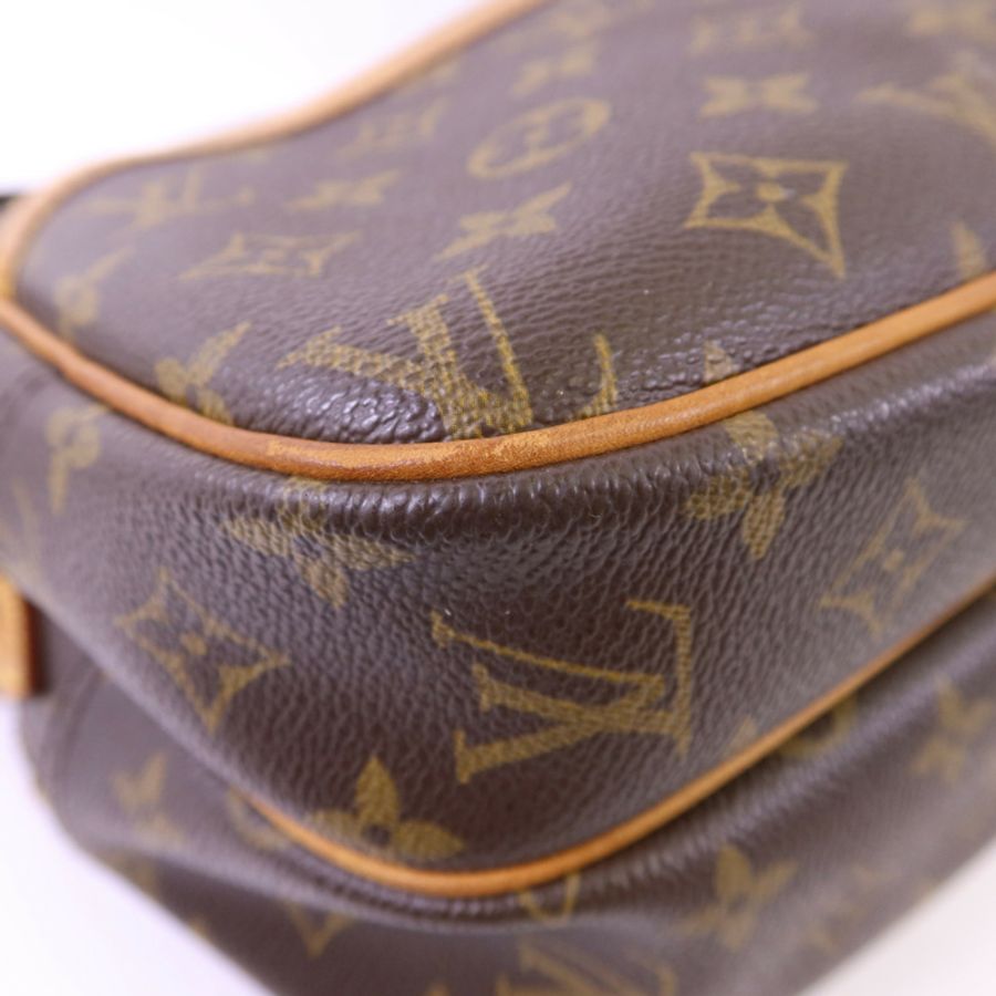 LOUIS VUITTON Monogram Reporter PM金扣肩背袋棕色-12