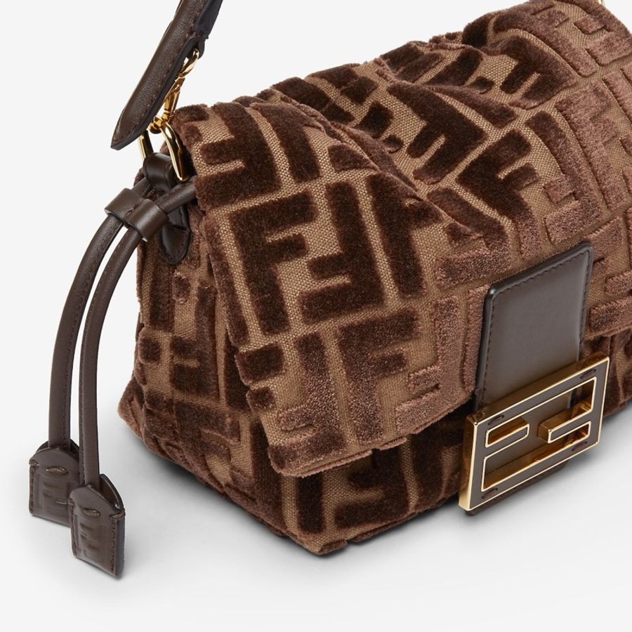 Fendi 女士 Mamma Baguette FF 提花天鵝絨迷你包均碼碼MINI、16cm*10cm*13cm-4