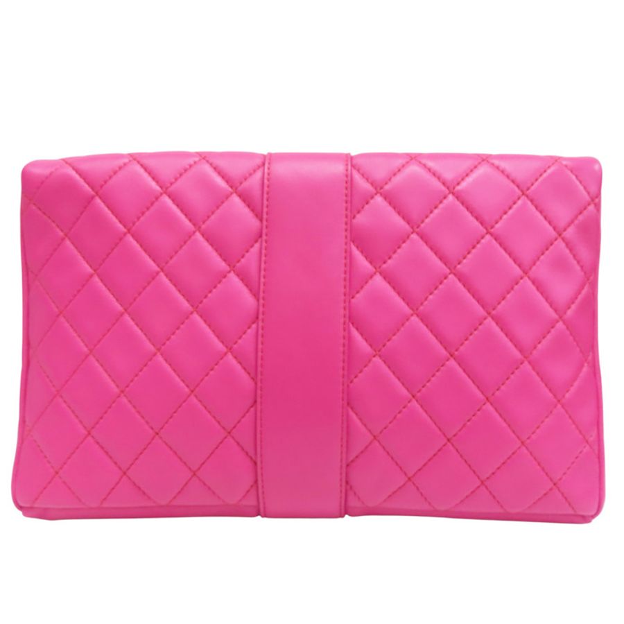 粉色 羊皮 Quilted Grip 手拿包【CHANEL 香奈兒】-1