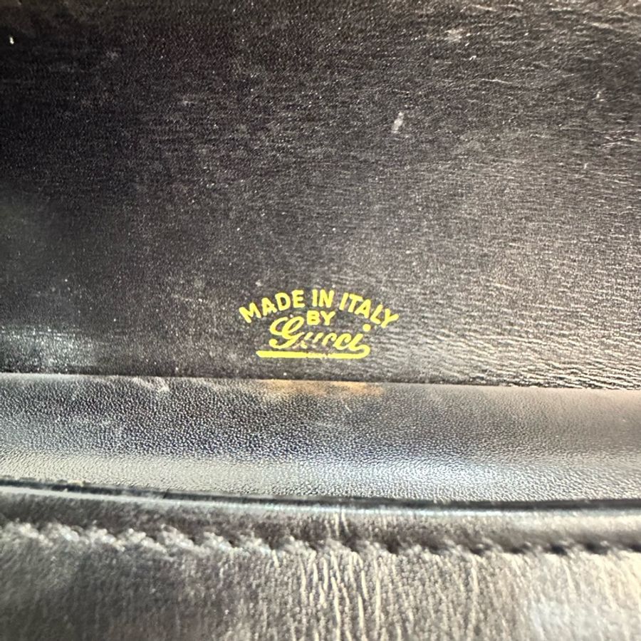 【赫蒂國際精品】 Gucci 古馳 黑色金色logo小牛皮肩背包 vintage-12