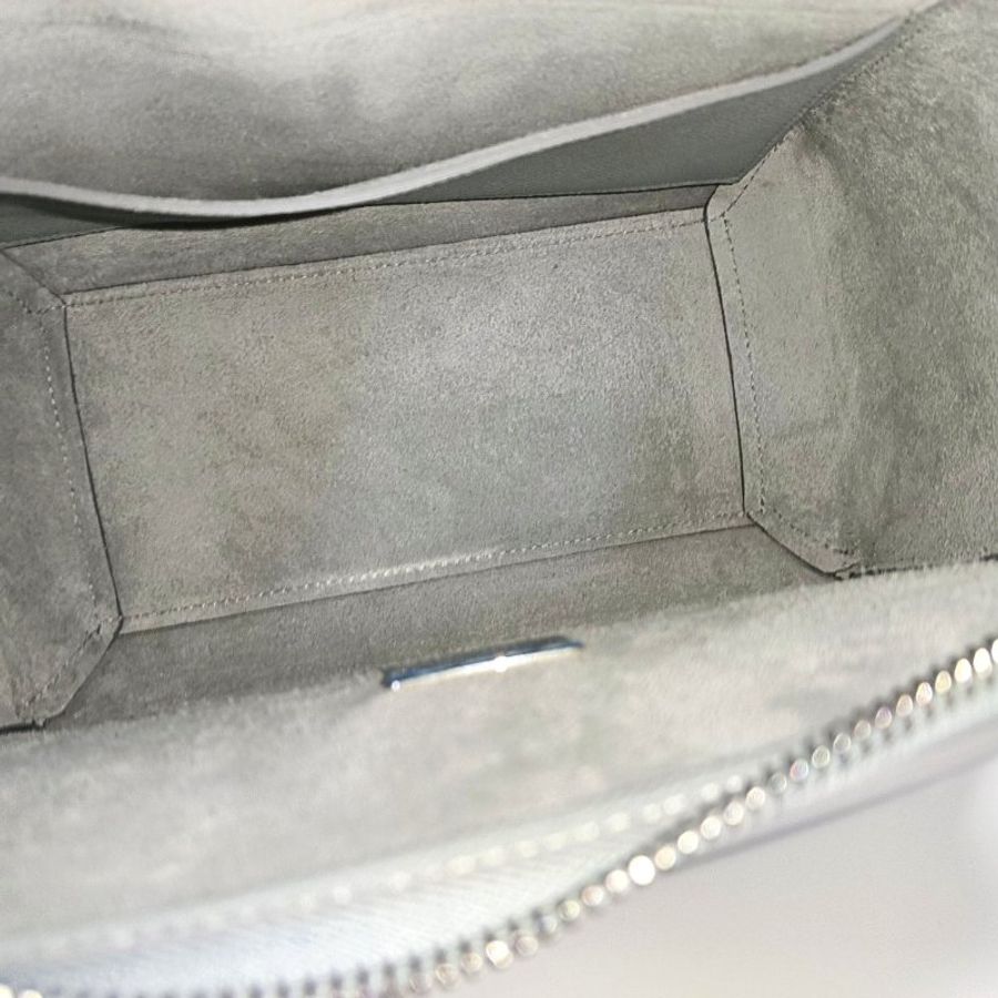 CELINE BELT Micro淺藍色牛皮鯰魚包單肩包斜挎包銀色五金可拆卸肩帶-6
