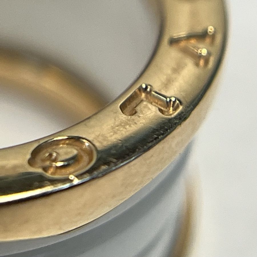 BVLGARI B.ZERO1彈簧戒指四圈18K玫瑰金/白陶瓷55-4