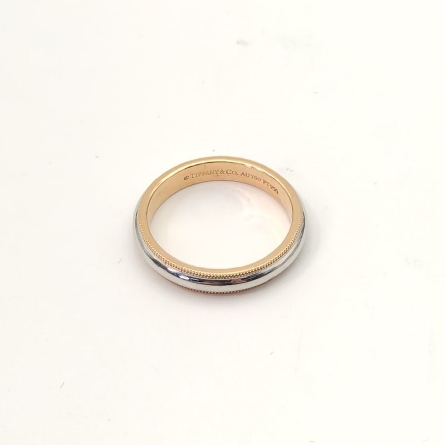 TIFFANY&CO together滾珠邊戒指18K玫瑰金pt950-2