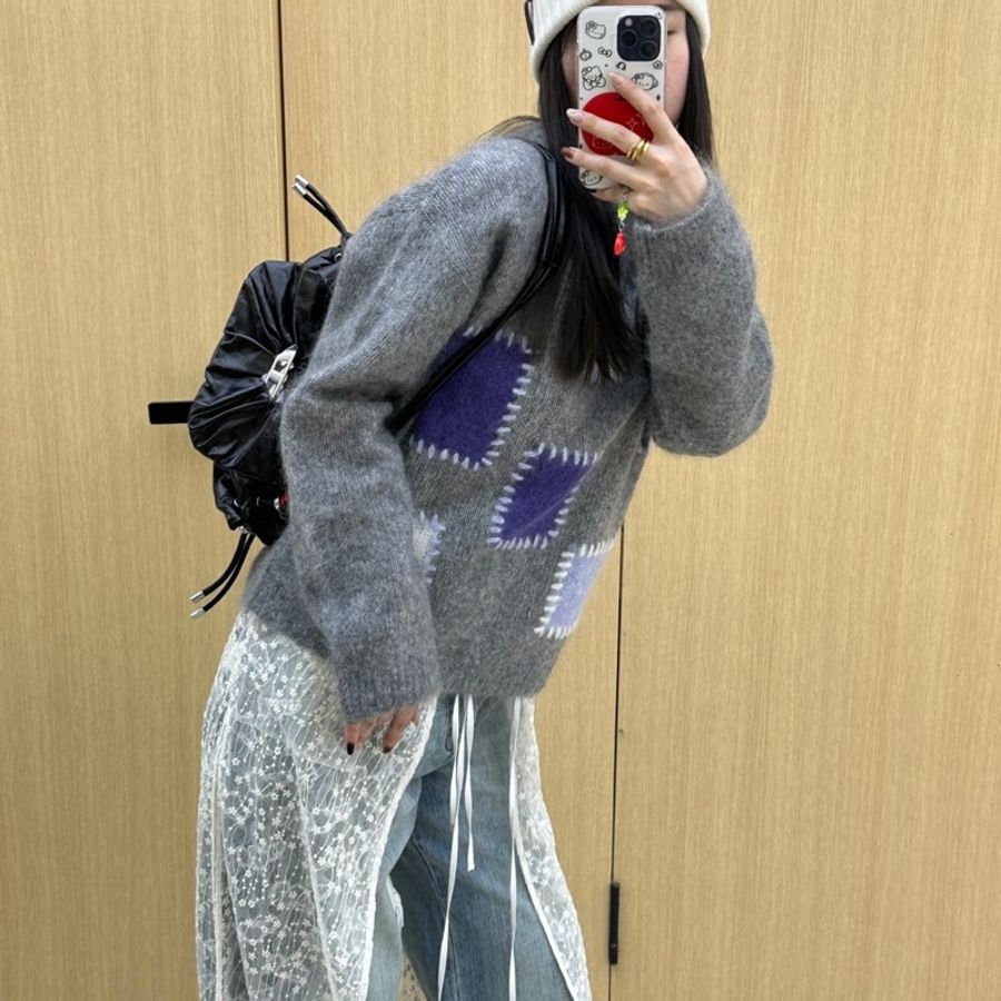 Diesel Scrunch-D 手提單肩包 黑色/灰白色-2