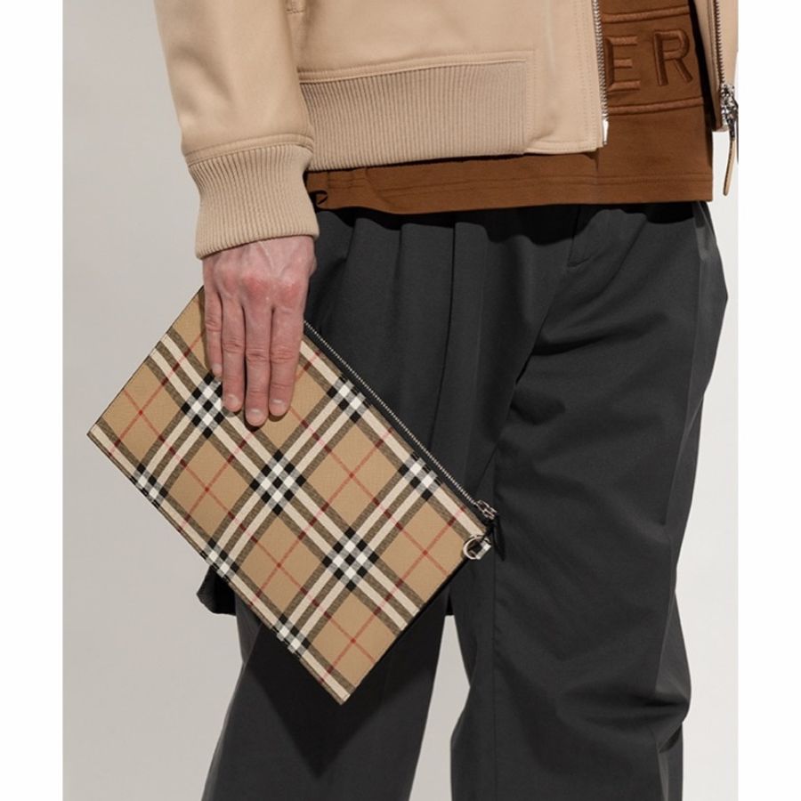 Burberry 男士 格紋拉鍊手拿包均碼碼常規-0