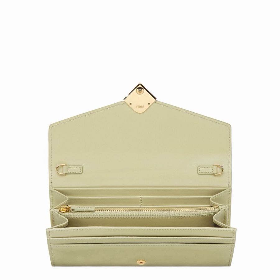 Fendi 女士 綠色皮革錢包均碼碼19cm*1cm*9cm-3