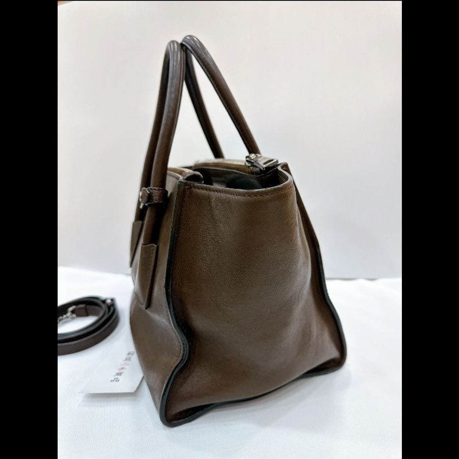 莉亞精品♡PRADA 咖色皮革兩用包 二手美包-6