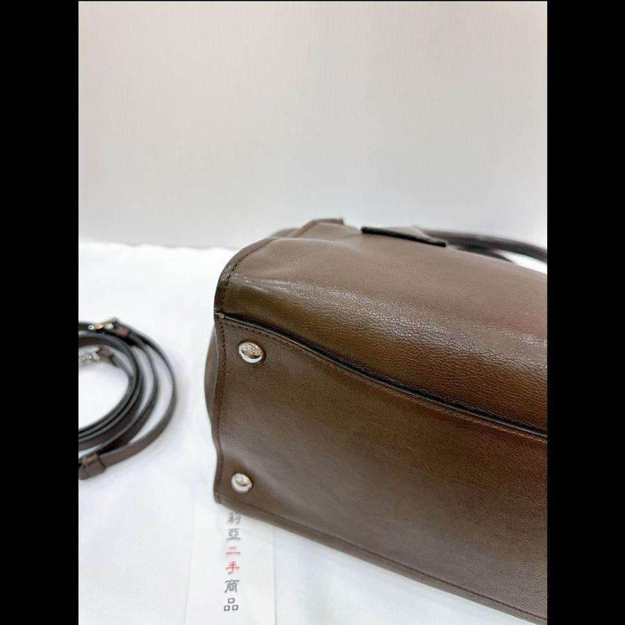 莉亞精品♡PRADA 咖色皮革兩用包 二手美包-12