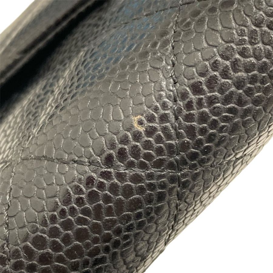 CHANEL 黑菱格長夾 荔枝紋牛皮-6